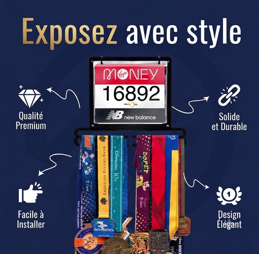 Support Médaille & Dossard - Porte-médailles en métal - Finisherzone
