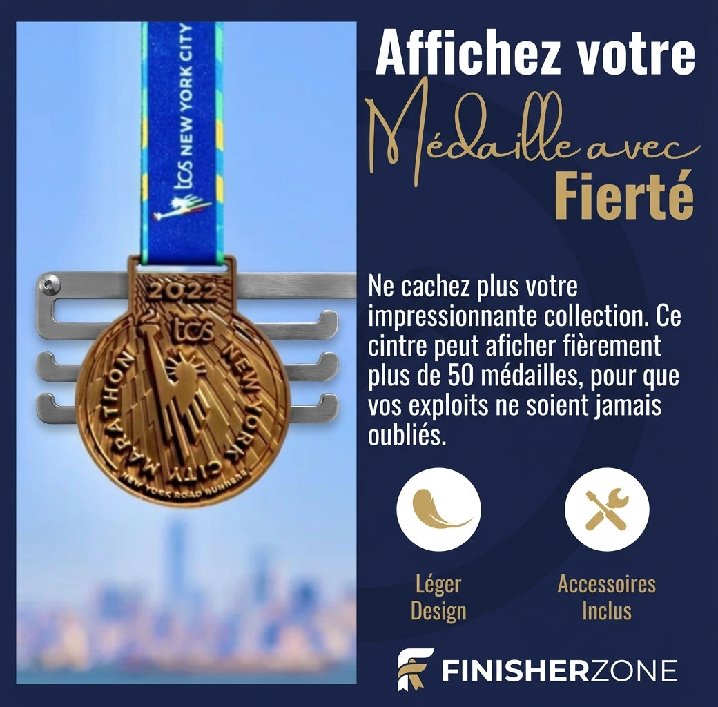 Support Médaille & Dossard - Porte-médailles en métal - Finisherzone