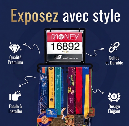 Support Médaille & Dossard - Porte-médailles en métal - Finisherzone