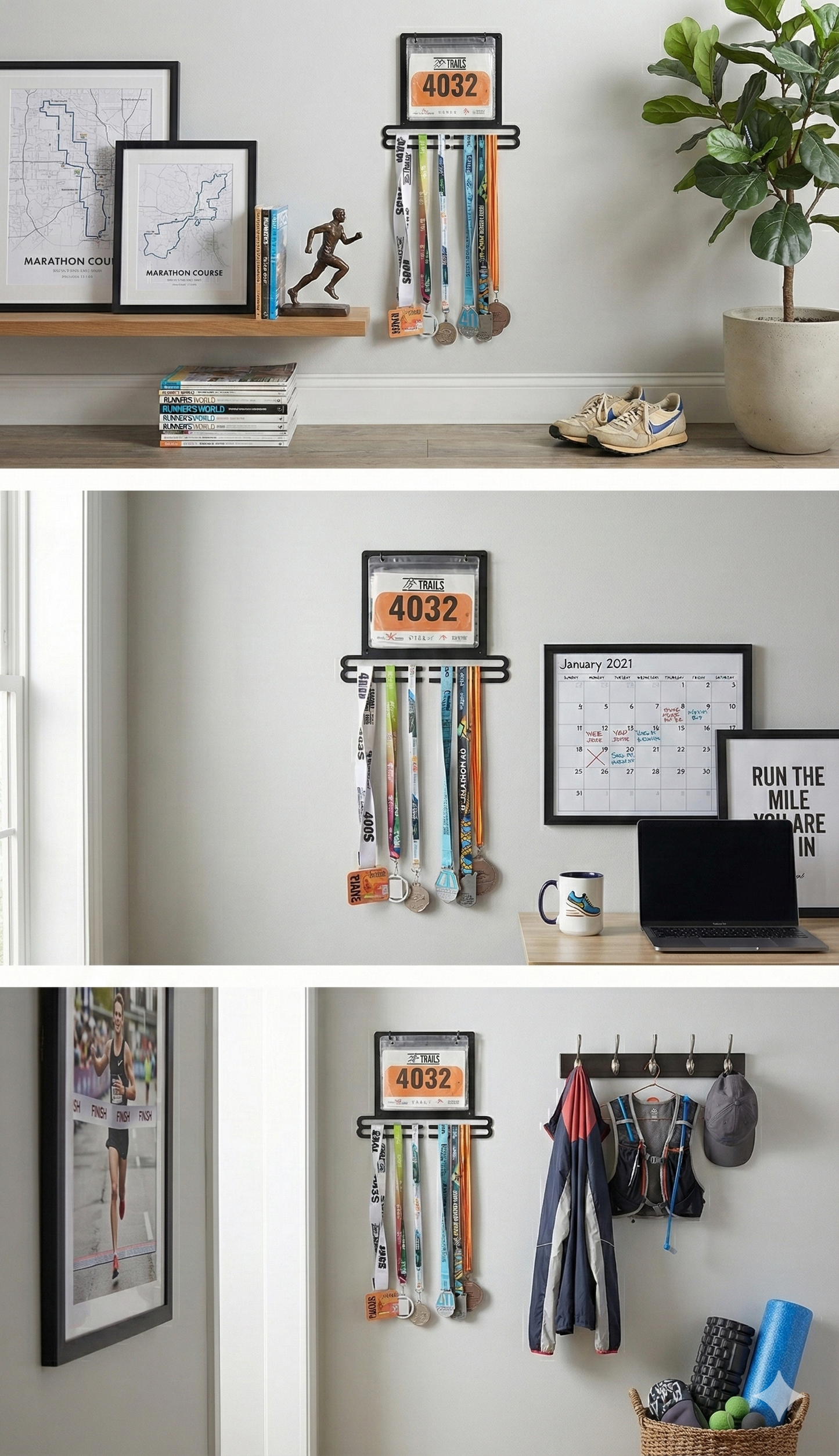 Support Médaille & Dossard - Porte-médailles en métal - Finisherzone